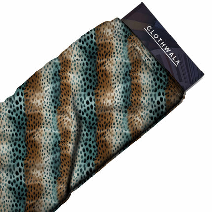 aqua mist animal print fabric draped — palazzo suit styling