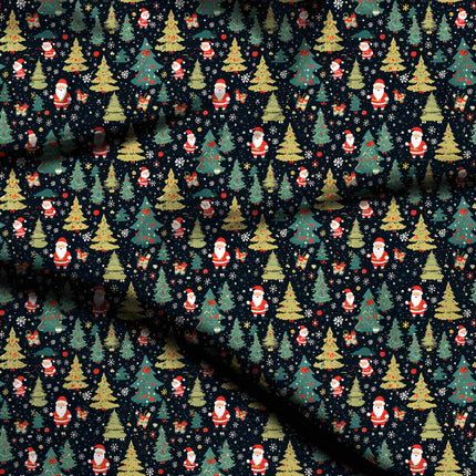 Forest Green Floral Digital Print Fabric for Dress | Regal Festive Wear - 4789