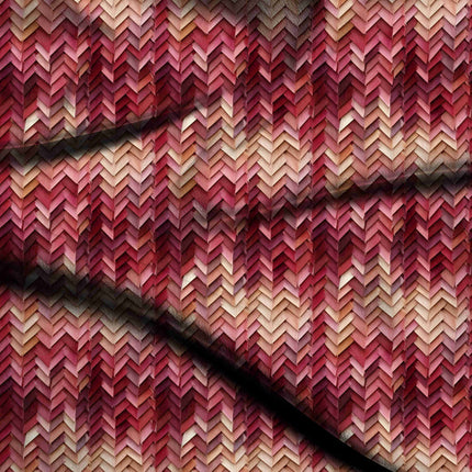 deep crimson geometric digital print fabric texture — medium scale closeup