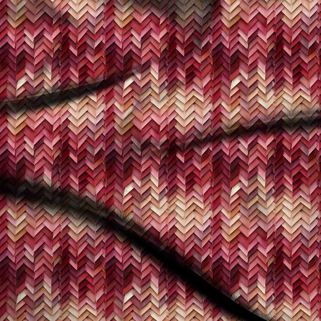deep crimson geometric digital print fabric texture — medium scale closeup