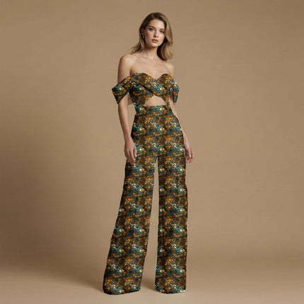 dark teal geometric all-over print pattern — medium scale repeat layout
