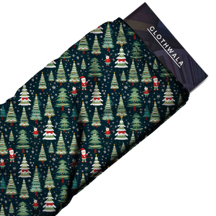 Forest Green Floral Digital Print Fabric for Set | festive occasion wear - Image 6