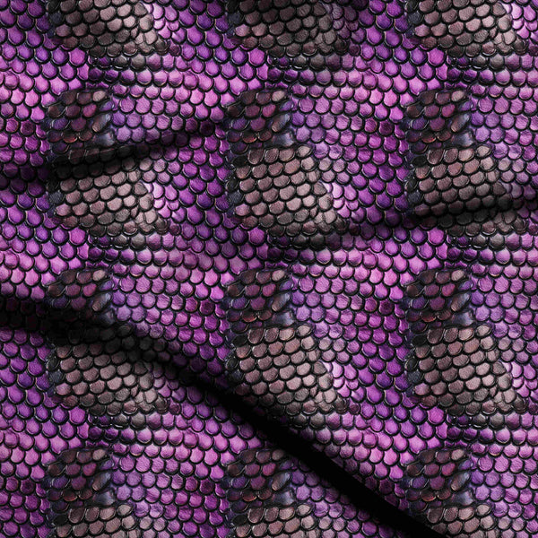 Amethyst Purple Glossy Three-dimensional Magenta And Ebony Print Fabric