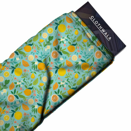 teal blue floral all-over print pattern — medium scale repeat layout