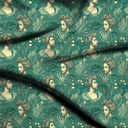 teal other digital print fabric texture — medium scale closeup