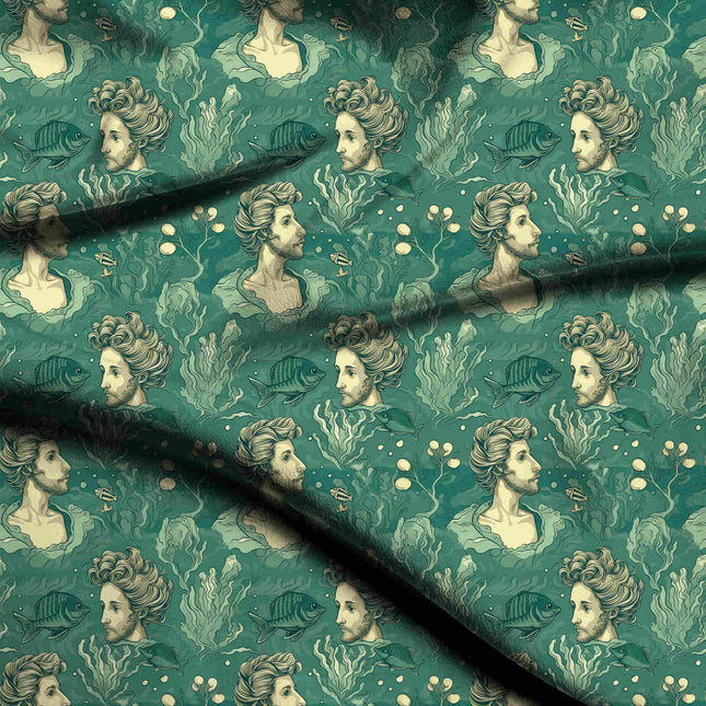 teal other digital print fabric texture — medium scale closeup