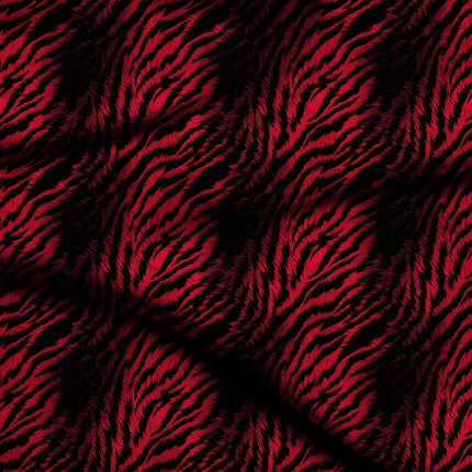 crimson red animal digital print fabric texture — large scale closeup
