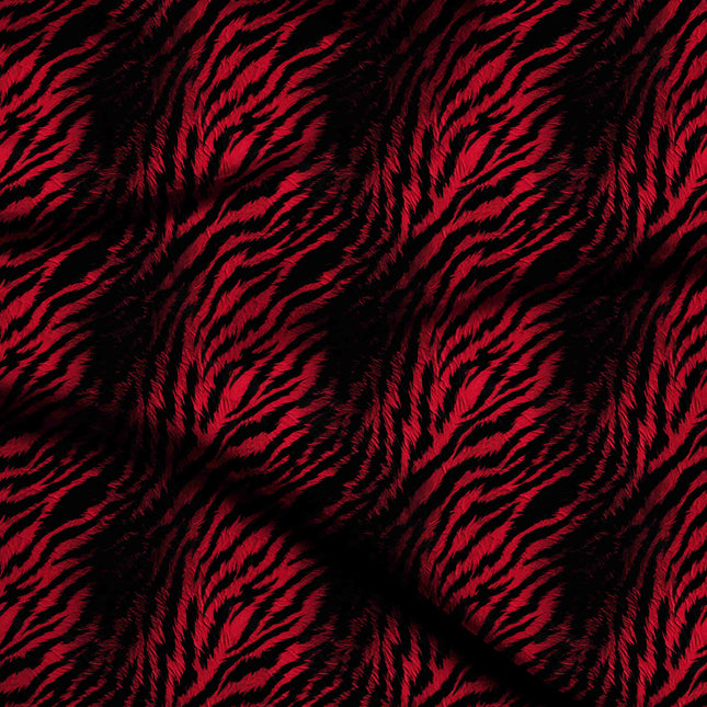 crimson red animal digital print fabric texture — large scale closeup
