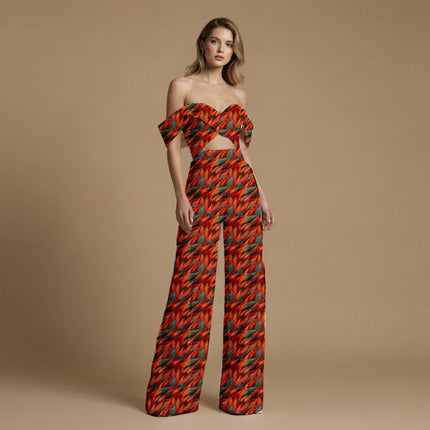 burnt sienna floral all-over print pattern — large scale repeat layout