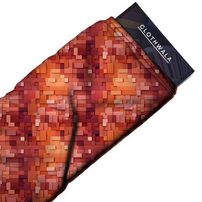 burnt sienna geometric print fabric draped — kurti styling