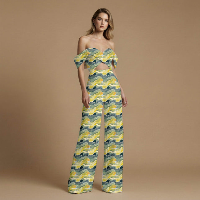 moss green abstract print fabric draped — kurta set styling