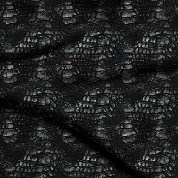 Charcoal Textured Reptile Skin All-over Print Fabric