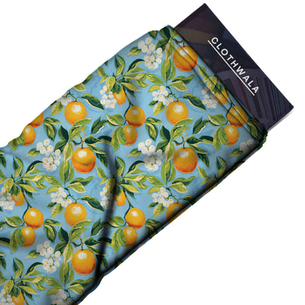 sky blue floral all-over print pattern — medium scale repeat layout