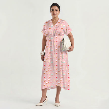 Dusty Rose Floral Digital Print Fabric for Jumpsuit | festive occasion wear - Image 6