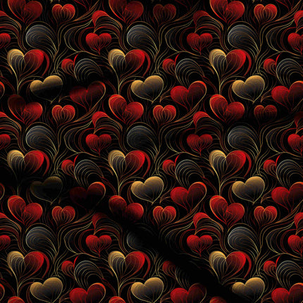 jet black abstract digital print fabric texture — medium scale closeup