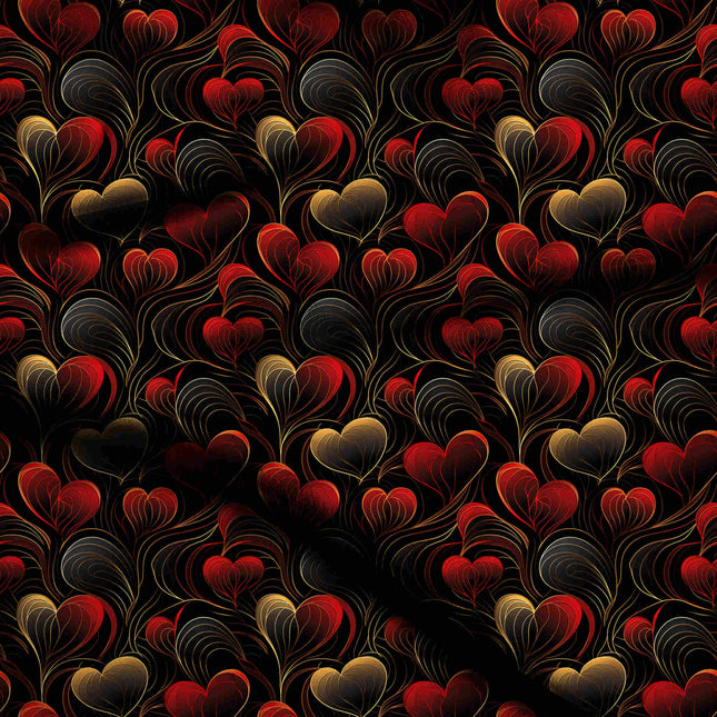 jet black abstract digital print fabric texture — medium scale closeup