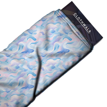 sky blue abstract fabric detail — textured finish digital print closeup