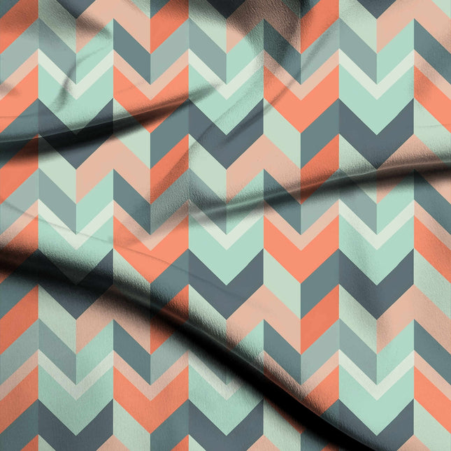 coral geometric digital print fabric texture — large scale closeup