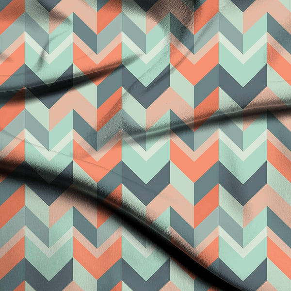 Coral Bold interlocking chevron geometric pattern Maxi Dress Fabric