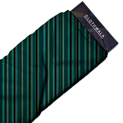 teal green stripes all-over print pattern — medium scale repeat layout