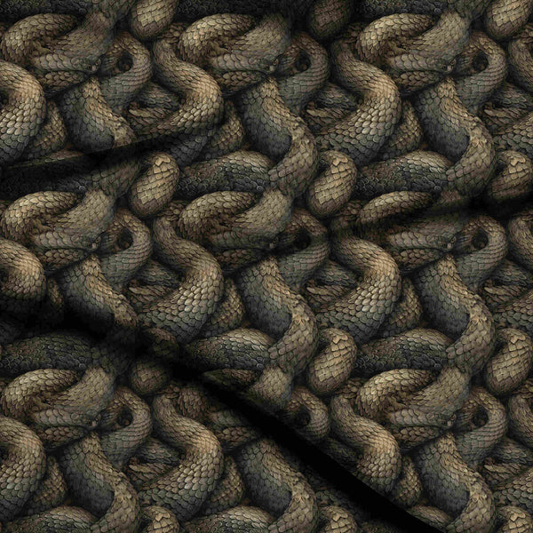 Forest Green Intricate Overlapping Reptile Scales Print Fabric