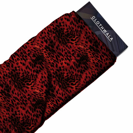 fiery red animal fabric detail — textured finish digital print closeup