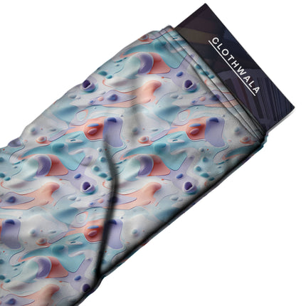 serenity blue abstract fabric detail — textured finish digital print closeup