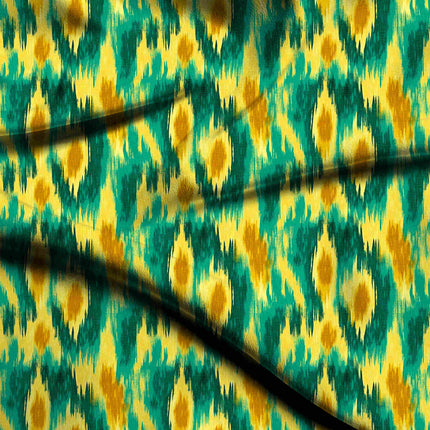 emerald green ethnic digital print fabric texture — large scale closeup