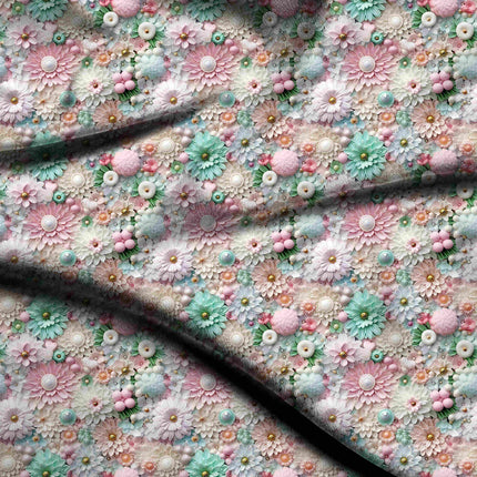 dusty rose floral digital print fabric texture — medium scale closeup