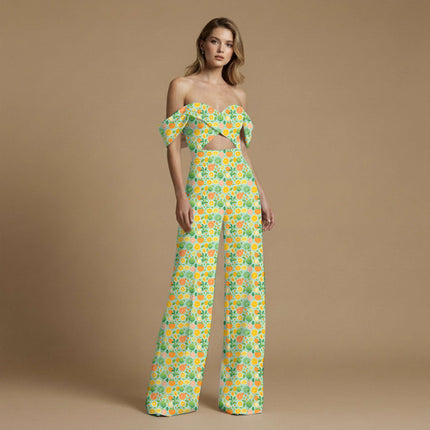 lime green floral all-over print pattern — medium scale repeat layout