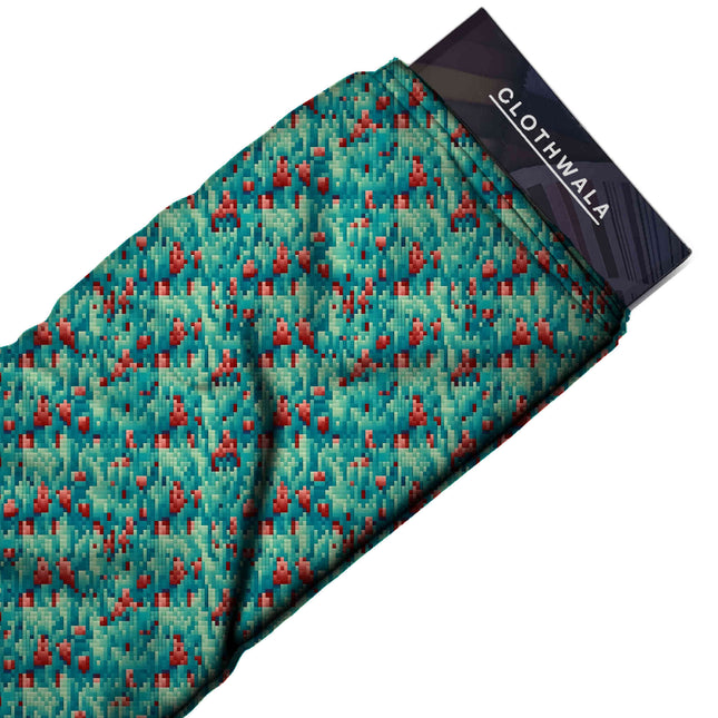teal floral print fabric draped — saree blouse styling