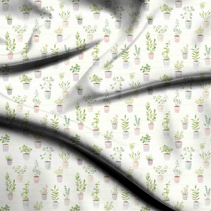 sage green floral digital print fabric texture — fine scale closeup