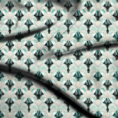 teal geometric digital print fabric texture — medium scale closeup