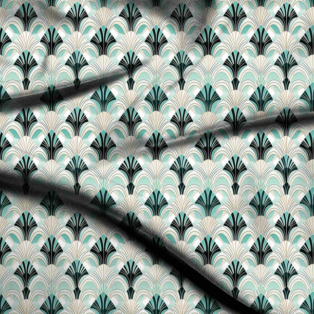 teal geometric digital print fabric texture — medium scale closeup