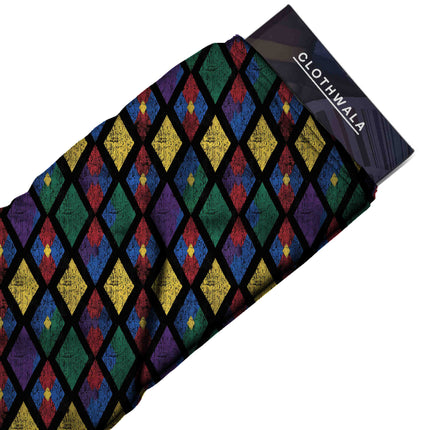 forest green geometric all-over print pattern — large scale repeat layout