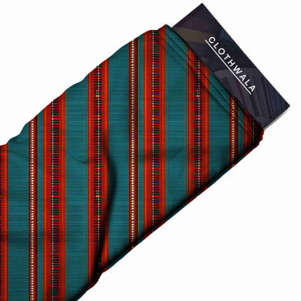 teal stripes print fabric draped — anarkali styling