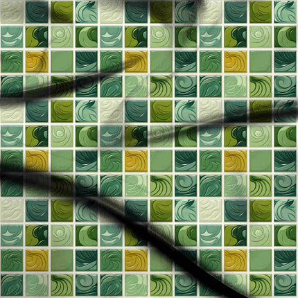 sage green geometric digital print fabric texture — medium scale closeup