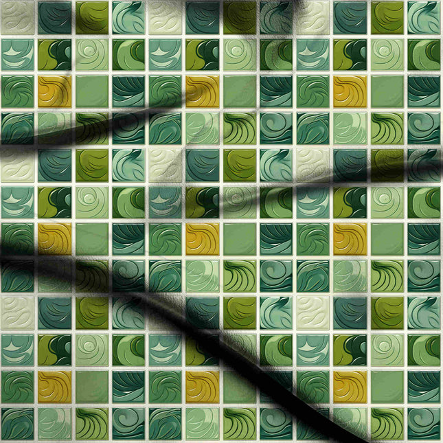 sage green geometric digital print fabric texture — medium scale closeup