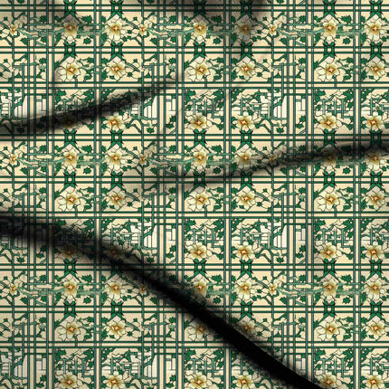 ivory cream floral fabric detail — matte finish digital print closeup