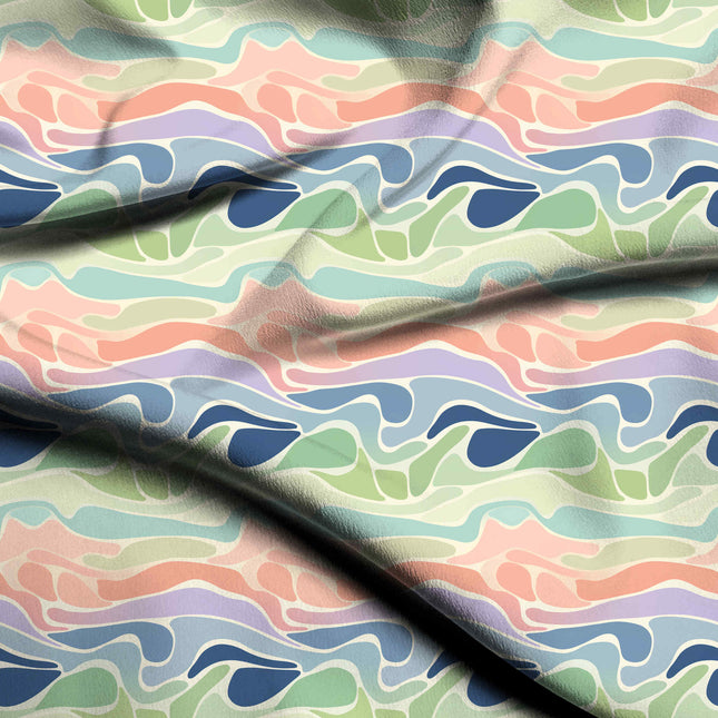 peach sorbet abstract digital print fabric texture — medium scale closeup
