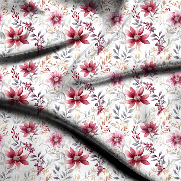 Dusty Rose Scattered Watercolor Florals With Muted Print Fabric