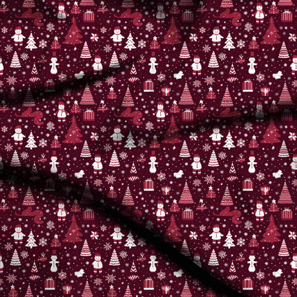 Burgundy Floral Digital Print Fabric for Shirt | Artistic Resort Wear - 4631