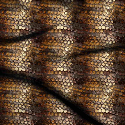 burnished gold animal digital print fabric texture — medium scale closeup
