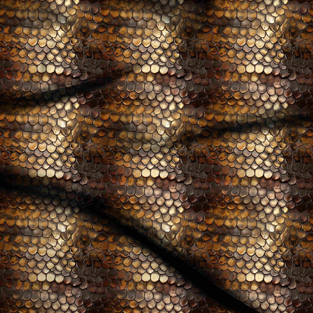 burnished gold animal digital print fabric texture — medium scale closeup