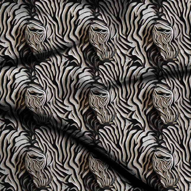 jet black animal digital print fabric texture — medium scale closeup