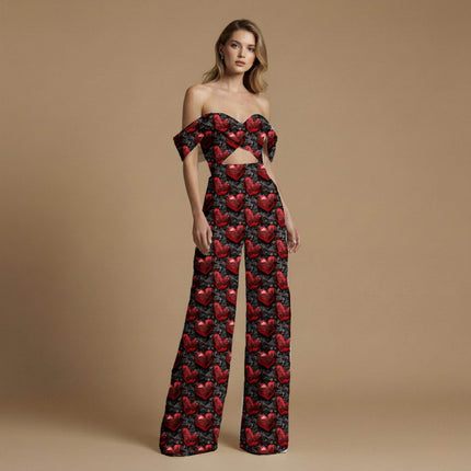 ruby red geometric print fabric draped — saree blouse styling