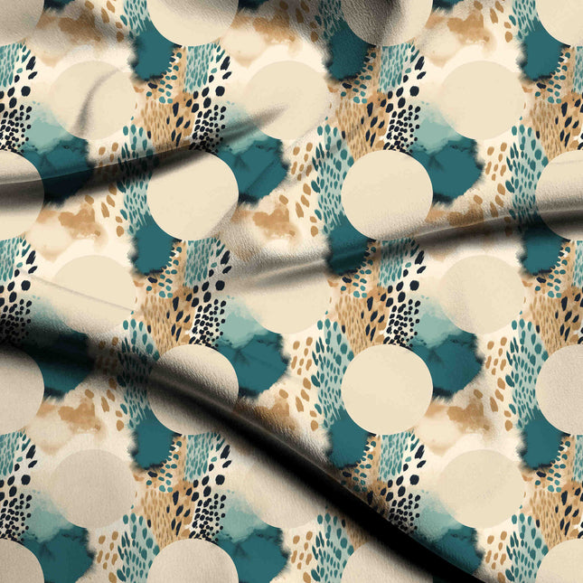 deep teal abstract digital print fabric texture — medium scale closeup