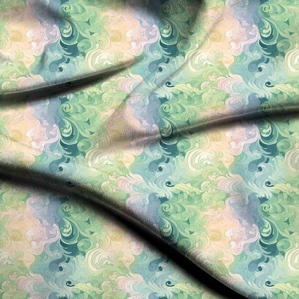 seafoam green abstract digital print fabric texture — medium scale closeup