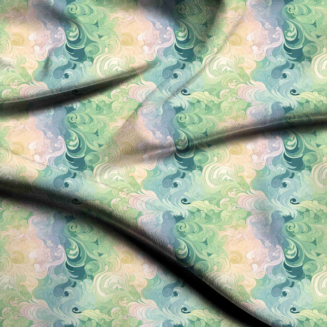 seafoam green abstract digital print fabric texture — medium scale closeup