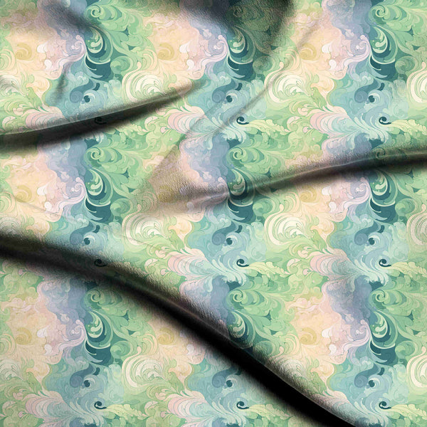 Seafoam Green Fluid abstract rococo scrolls in Maxi Dress Fabric